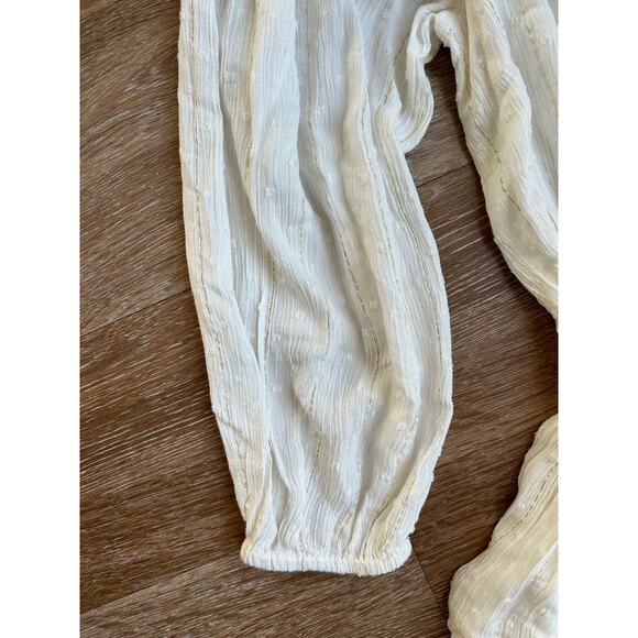 L*Space Stay Golden Dress White Long Sleeve Front Keyhole Gold Stripes Small - Picture 5 of 7